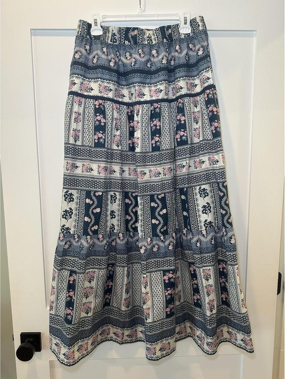 Ophelia and Indigo Women's Maxi Skirt  Size L Navy Vintage Floral